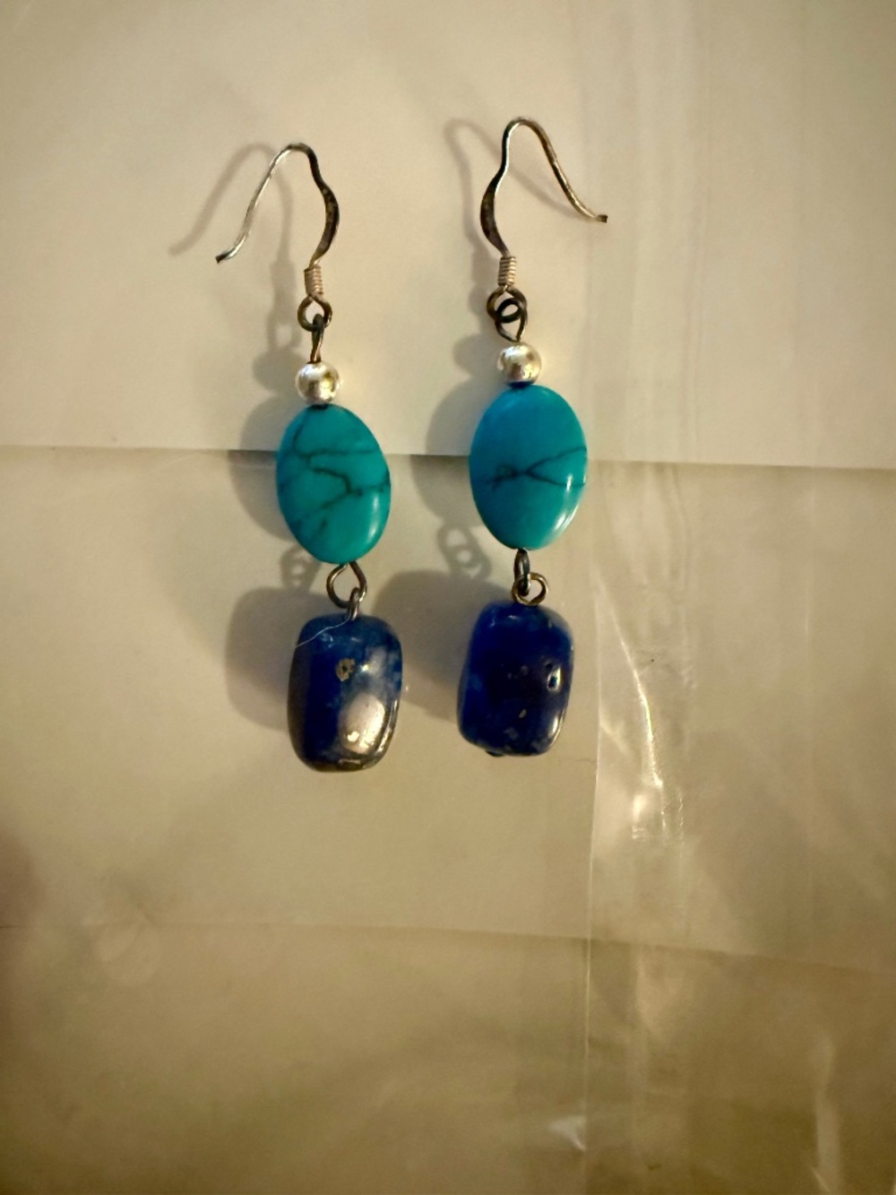 Boho Turquoise & Navy Blue Dangle Earrings